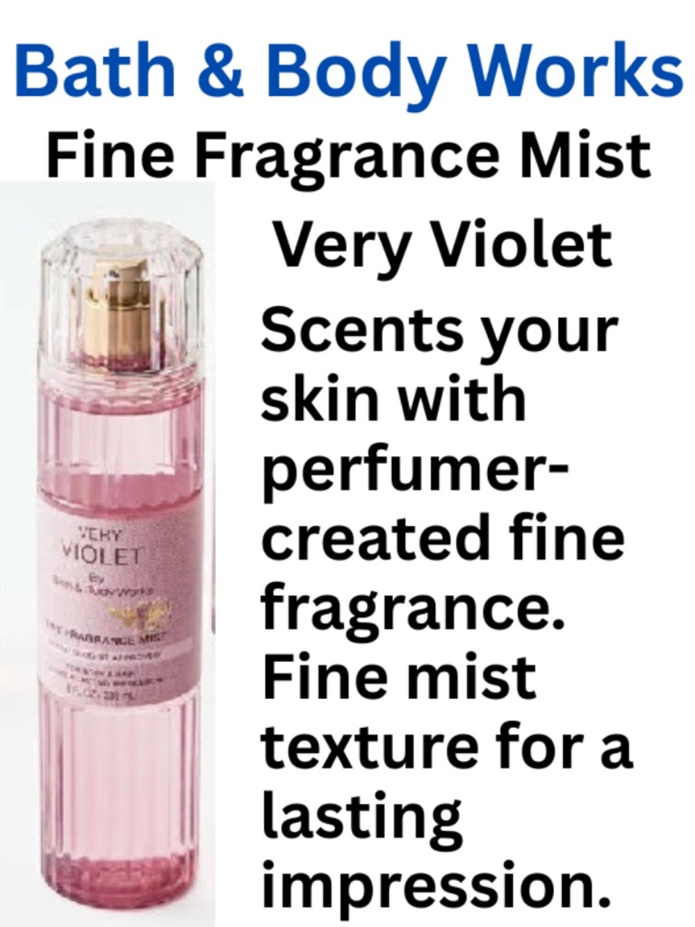 Very Violet Fine Fragrance Mist - Body Spray & Mist -NWT -8 oz - For Body & Hair
